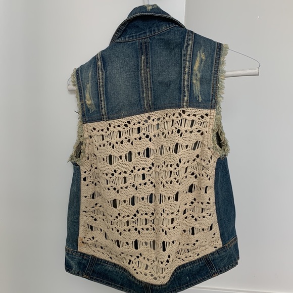 Free People Denim Crochet Vest - Picture 2 of 4